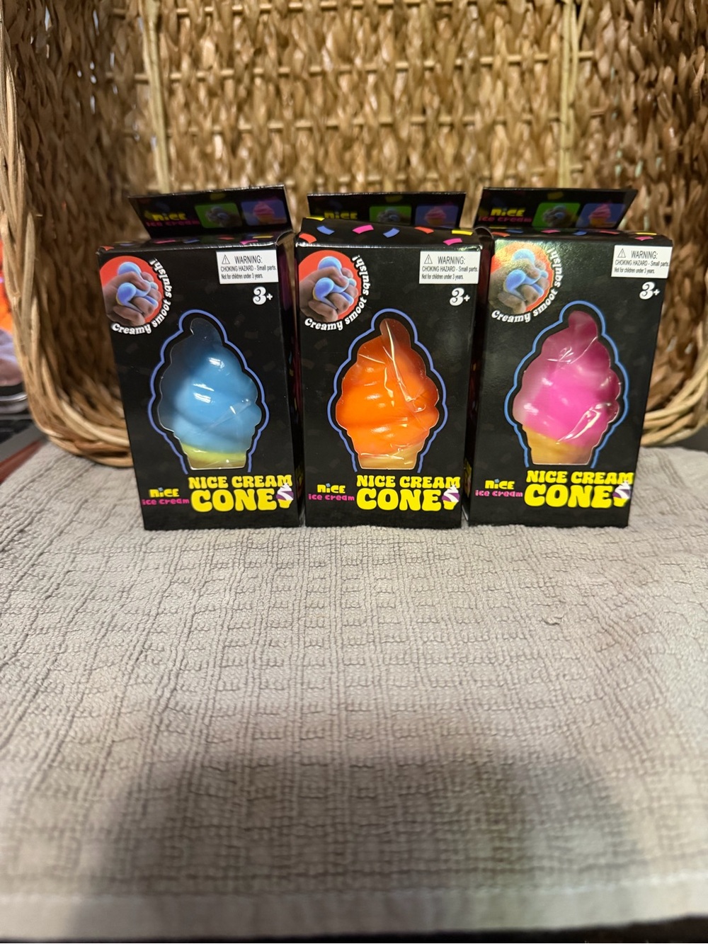 Nice Cream Cones Sensory Squishy Toy - Blue, Orange & Pink